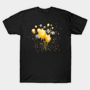 Christmas Black & Golden Balloons T-Shirt
